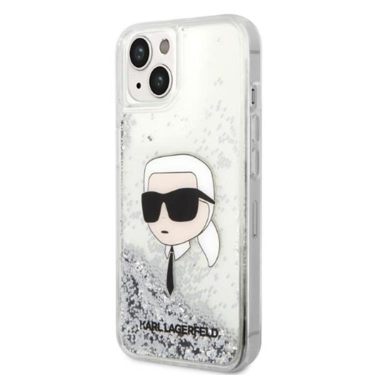 KARL LAGERFELD Karl Lagerfeld iPhone 14 Plus Skal Glitter Karl Head - Silver