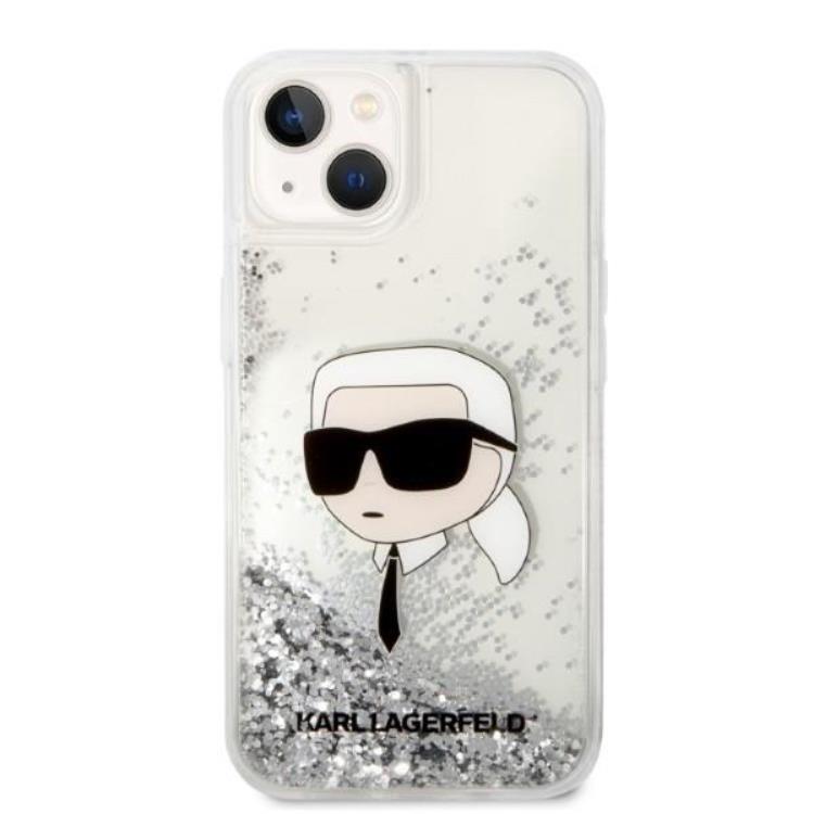KARL LAGERFELD Karl Lagerfeld iPhone 14 Plus Skal Glitter Karl Head - Silver