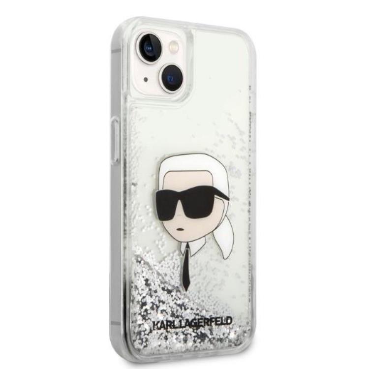 KARL LAGERFELD Karl Lagerfeld iPhone 14 Plus Skal Glitter Karl Head - Silver
