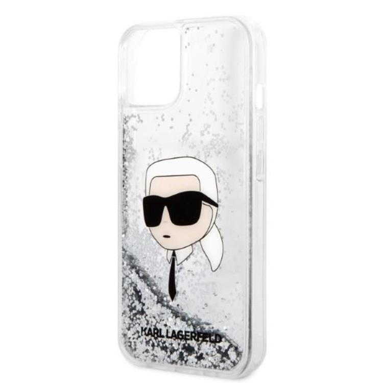 KARL LAGERFELD Karl Lagerfeld iPhone 14 Plus Skal Glitter Karl Head - Silver