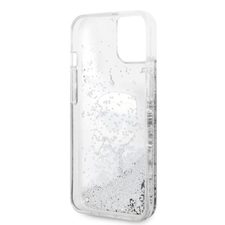 KARL LAGERFELD Karl Lagerfeld iPhone 14 Plus Skal Glitter Karl Head - Silver