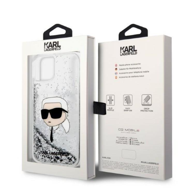 KARL LAGERFELD Karl Lagerfeld iPhone 14 Plus Skal Glitter Karl Head - Silver