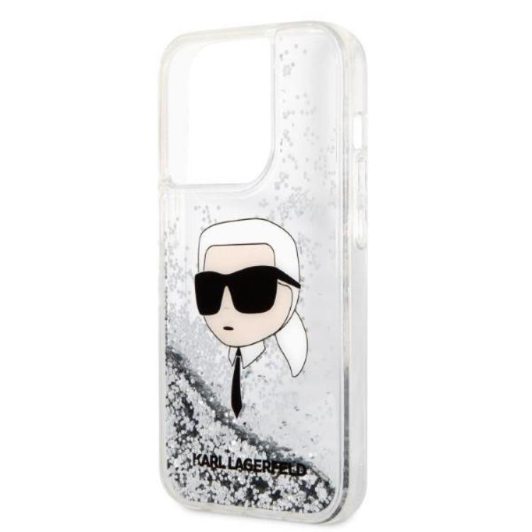 KARL LAGERFELD Karl Lagerfeld iPhone 14 Pro Skal Glitter Karl Head - Silver