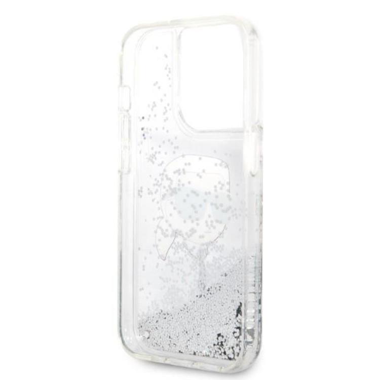 KARL LAGERFELD Karl Lagerfeld iPhone 14 Pro Skal Glitter Karl Head - Silver