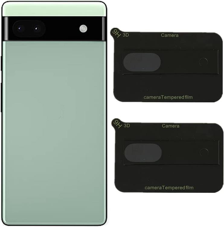 OEM [2-PACK] Google Pixel 6a Härdat glas Kameralinsskydd - Svart