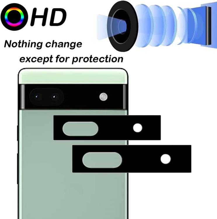 OEM [2-PACK] Google Pixel 6a Härdat glas Kameralinsskydd - Svart