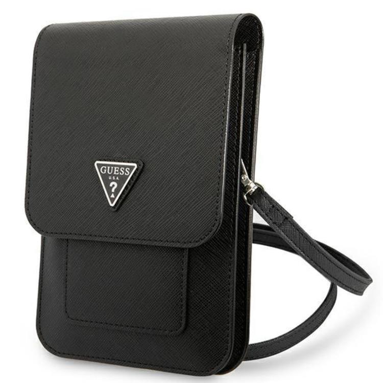 Guess Guess Halsbandsfodral Saffiano Triangle - Svart