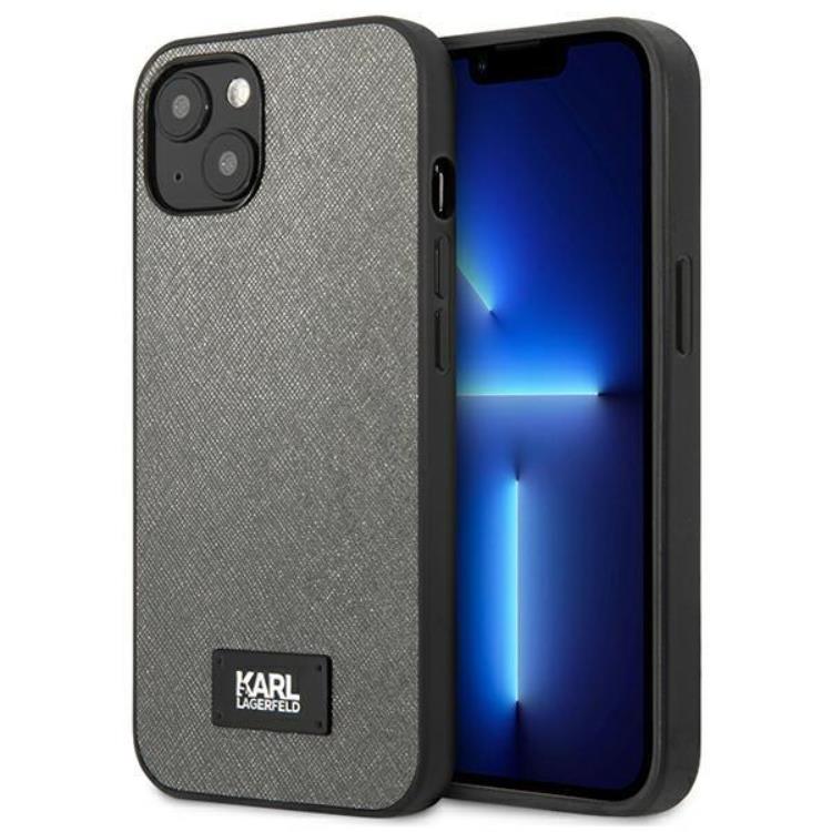 KARL LAGERFELD Karl Lagerfeld iPhone 13 mini Skal Saffiano Plaque - Silver