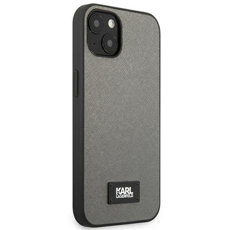 KARL LAGERFELD Karl Lagerfeld iPhone 13 mini Skal Saffiano Plaque - Silver