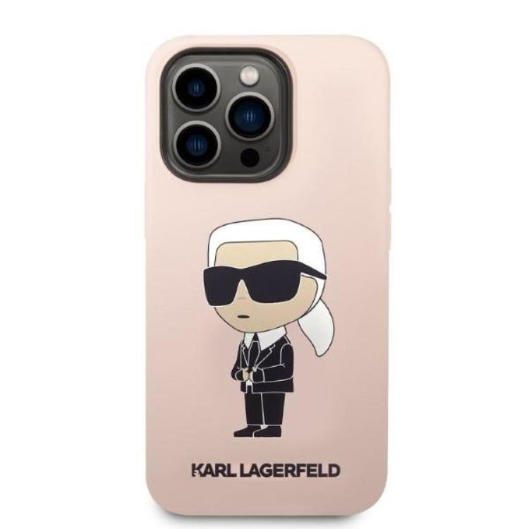 KARL LAGERFELD Karl Lagerfeld iPhone 14 Pro Skal Magsafe Silicone Ikonik - Rosa