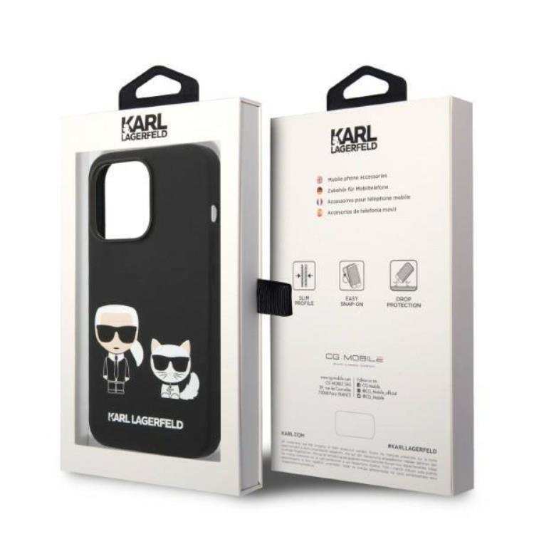 KARL LAGERFELD Karl Lagerfeld iPhone 14 Pro Skal Magsafe Silicone Karl & Choupette - Svart