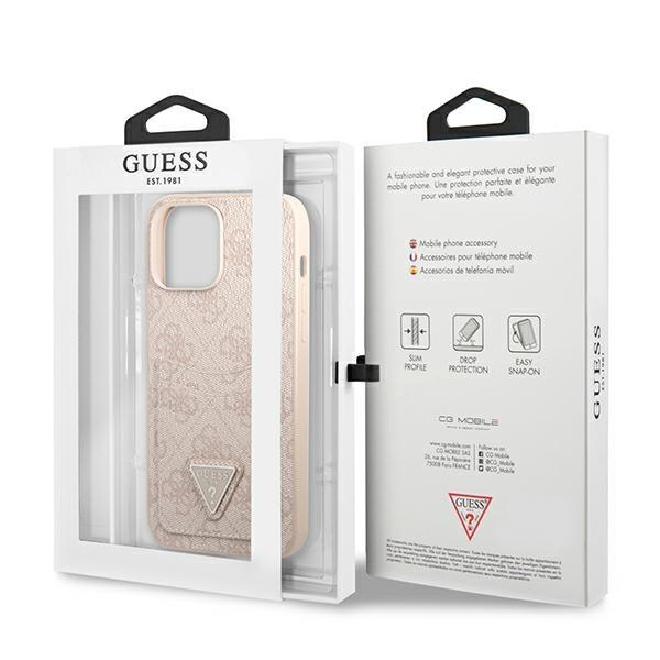 Guess Guess iPhone 13 Pro Skal Korthållare Triangle Logo - Rosa