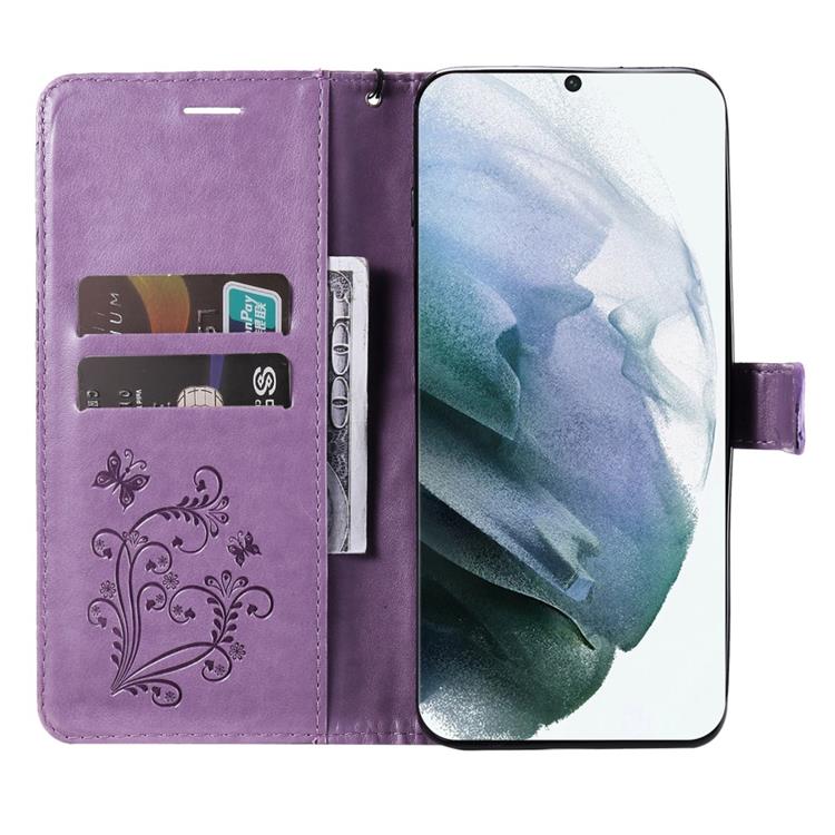 A-One Brand Butterfly Imprinted Fodral Galaxy S22 - Lila