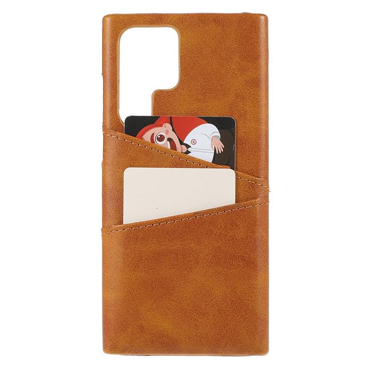 OEM Kortplats Läder Skal Galaxy S22 Plus - Brun