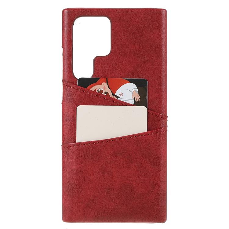 OEM Kortplats Läder Skal Galaxy S22 Plus - Röd