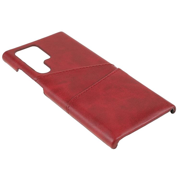 OEM Kortplats Läder Skal Galaxy S22 Plus - Röd
