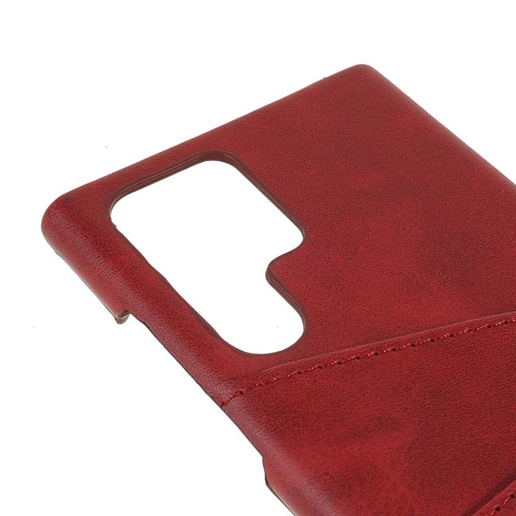OEM Kortplats Läder Skal Galaxy S22 Plus - Röd