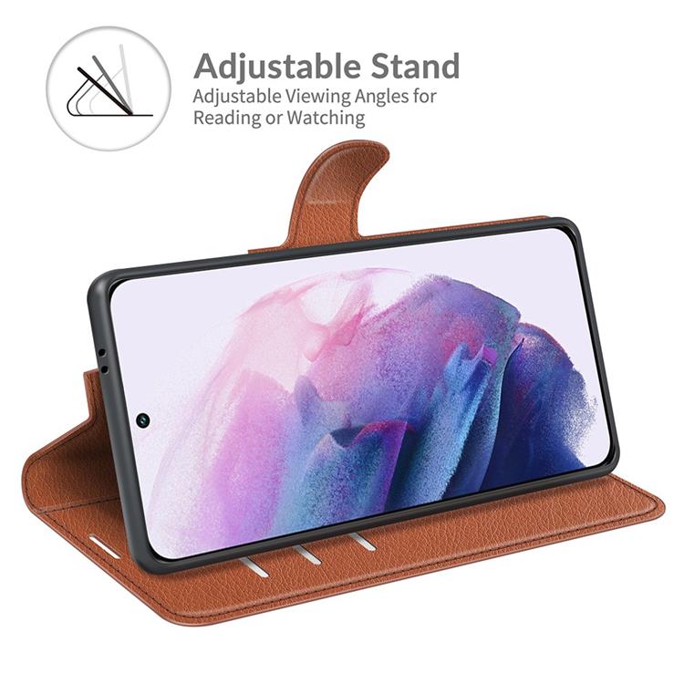 OEM Litchi Magnetic Fodral Galaxy S22 Plus 5G - Brun