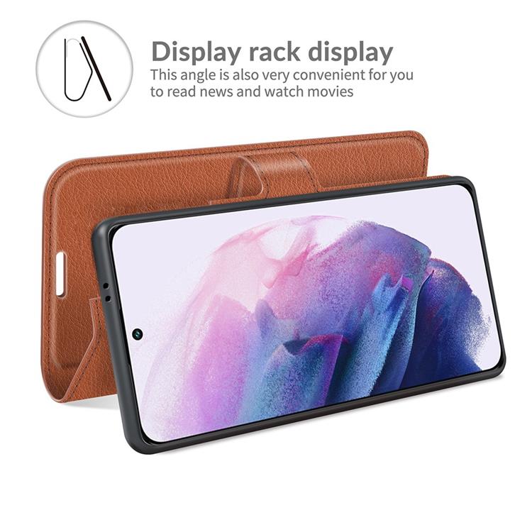 OEM Litchi Magnetic Fodral Galaxy S22 Plus 5G - Brun