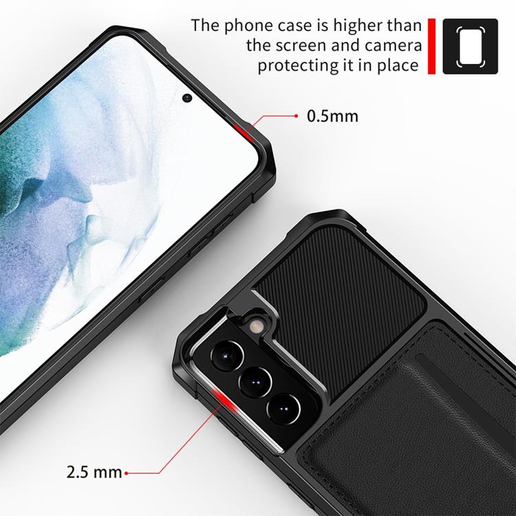 OEM Läder Korthållare till Skal Galaxy S22 Plus 5G - Svart