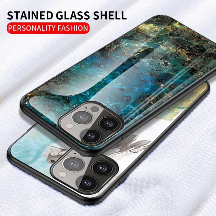 OEM Anti-Scratch Härdat Glas Skärmskydd iPhone 13 Pro Max - Vit Marble