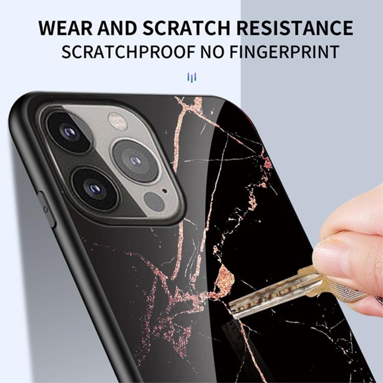 OEM Anti-Scratch Härdat Glas Skärmskydd iPhone 13 Pro Max - Vit Marble