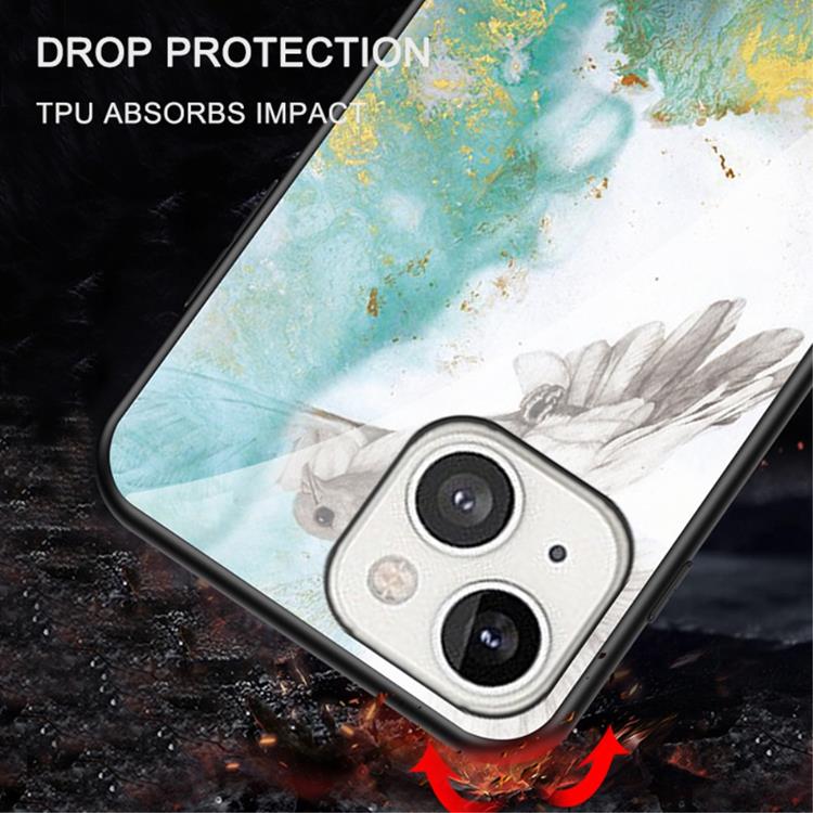 OEM Anti-Scratch Härdat Glas Skärmskydd Skal iPhone 13 - Vit Marble