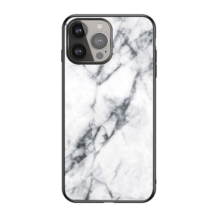 OEM Anti-Scratch Härdat Glas Skärmskydd iPhone 13 Pro Max - Vit Marble