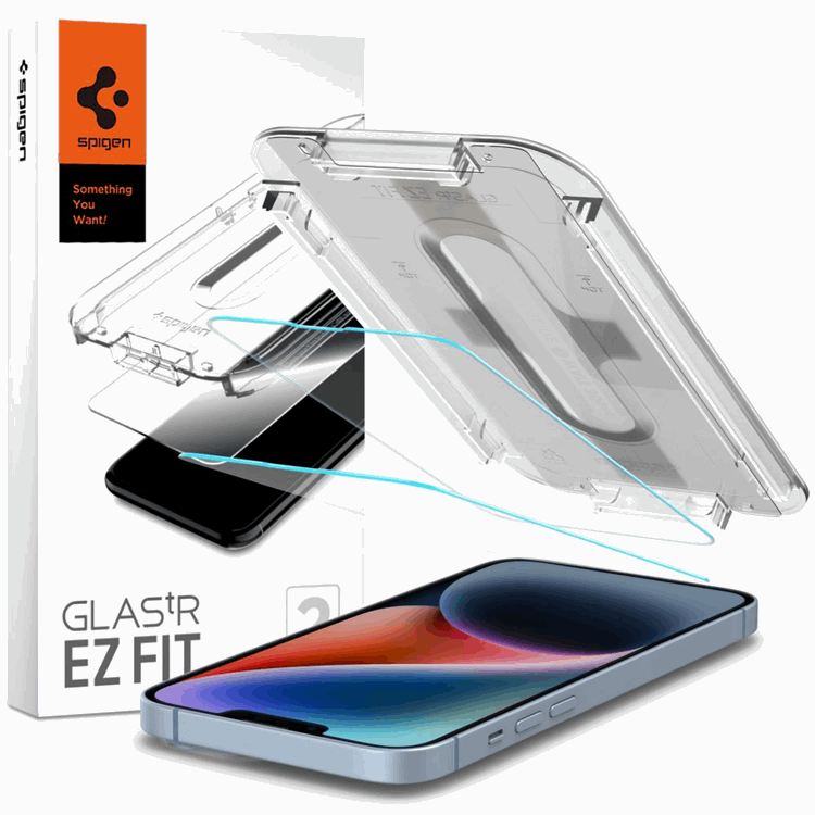 Spigen Spigen EZ Fit iPhone 14/13 Pro/13 Härdat Glas Skärmskydd (2 Pack)