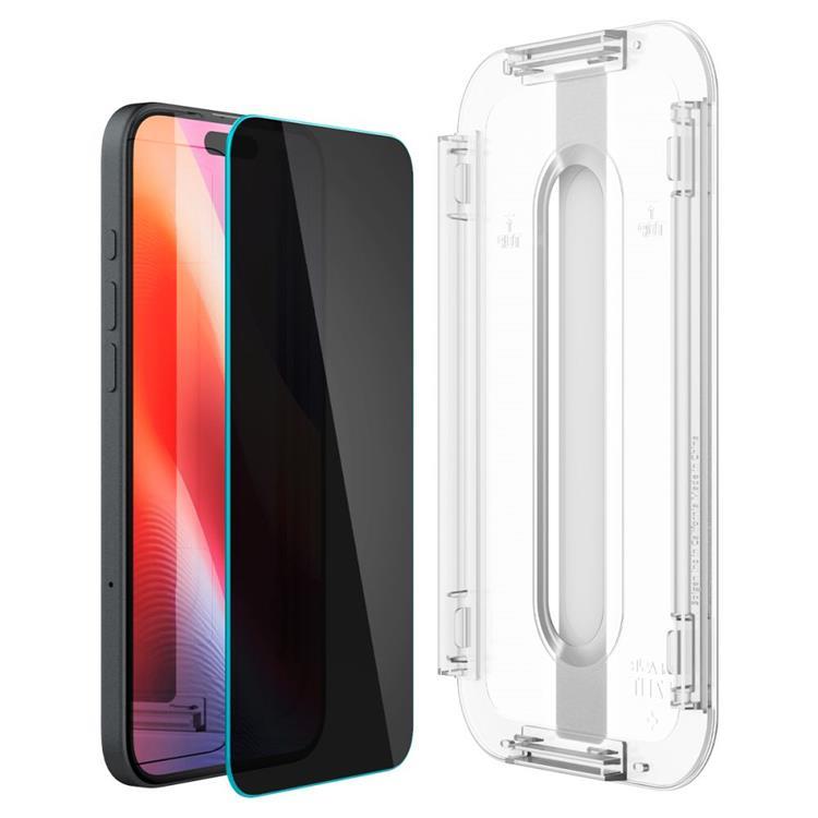 Spigen [2-Pack] Spigen iPhone 15/16 Härdat Glas Skärmskydd Privacy