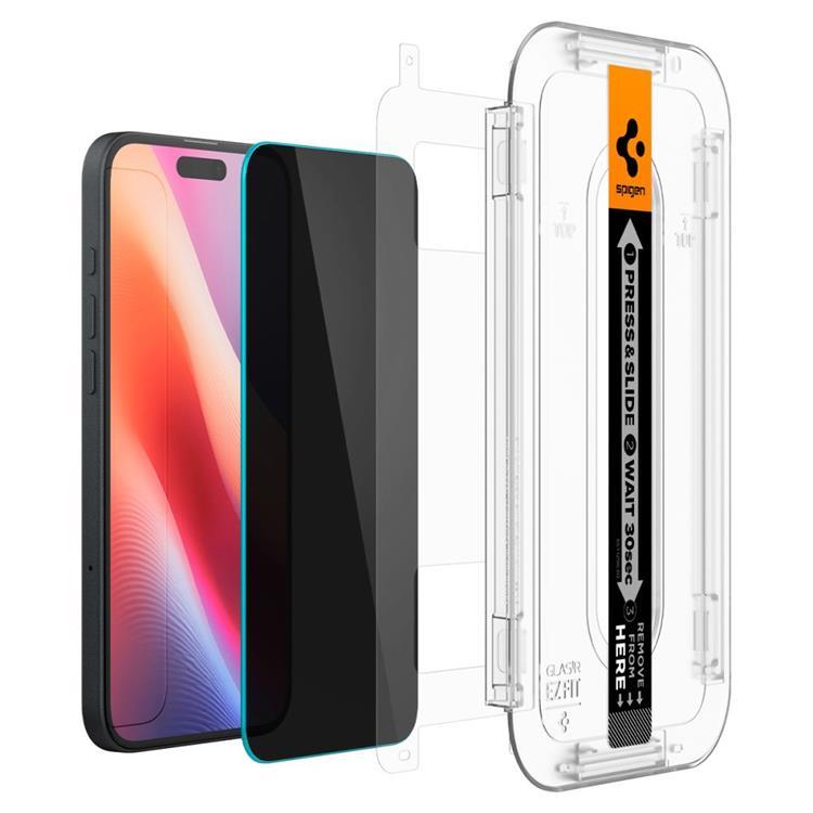 Spigen [2-Pack] Spigen iPhone 15/16 Härdat Glas Skärmskydd Privacy