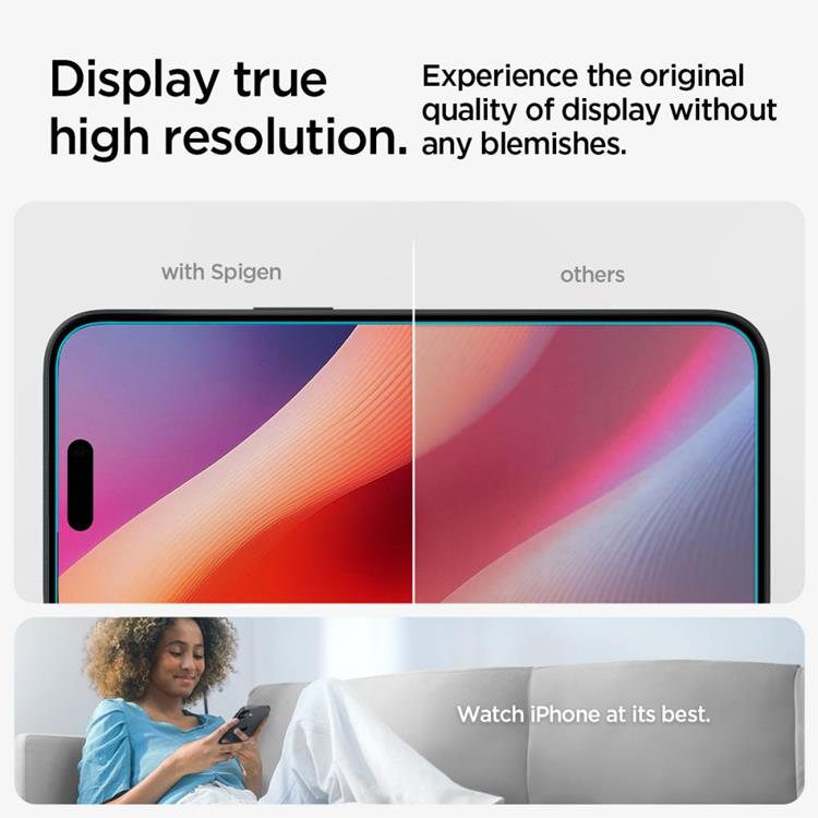 Spigen Spigen iPhone 15/16 Härdat Glas Skärmskydd 'EZ' Fit - Clear