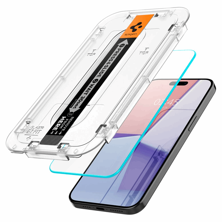 Spigen [2-Pack] Spigen iPhone 15 Pro Härdat Glas Skärmskydd 'EZ' Fit