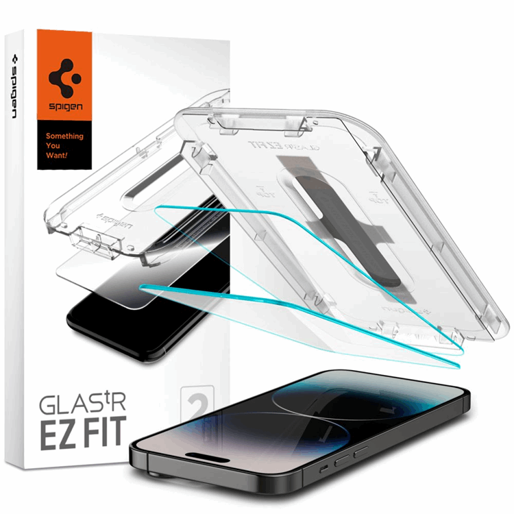 Spigen Spigen iPhone 14 Pro Härdat Glas Skärmskydd Ez-Fit 2-Pack - Clear