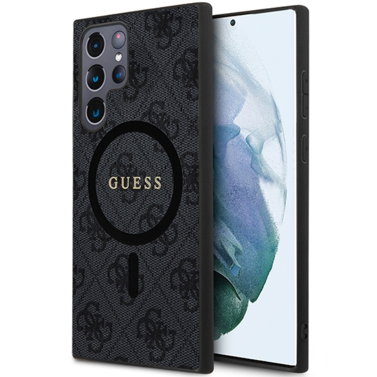 Guess Guess Mobilskal till Galaxy S24 Ultra Magsafe Collection Läder Metall Logo