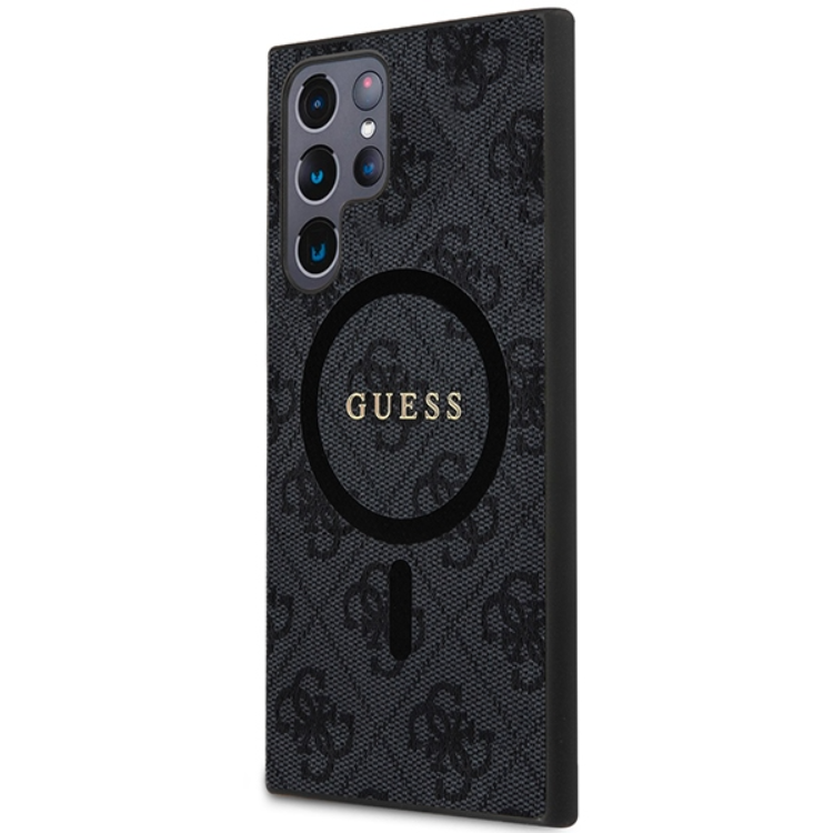 Guess Guess Mobilskal till Galaxy S24 Ultra Magsafe Collection Läder Metall Logo