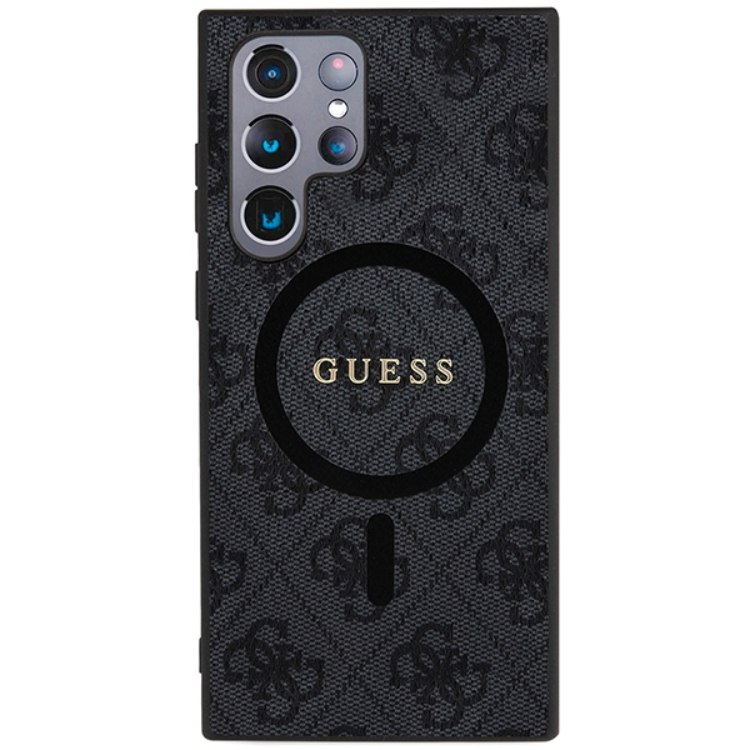 Guess Guess Mobilskal till Galaxy S24 Ultra Magsafe Collection Läder Metall Logo