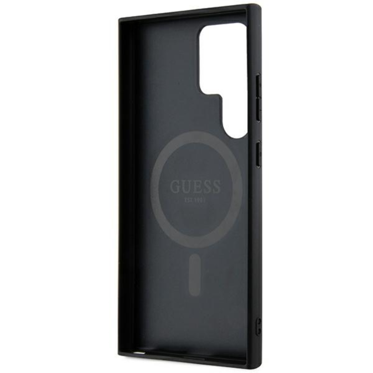 Guess Guess Mobilskal till Galaxy S24 Ultra Magsafe Collection Läder Metall Logo
