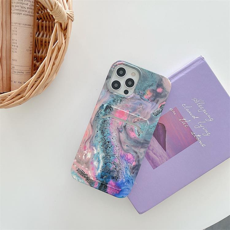 OEM Korthållare Skal iPhone 13 Pro - Grön Marble