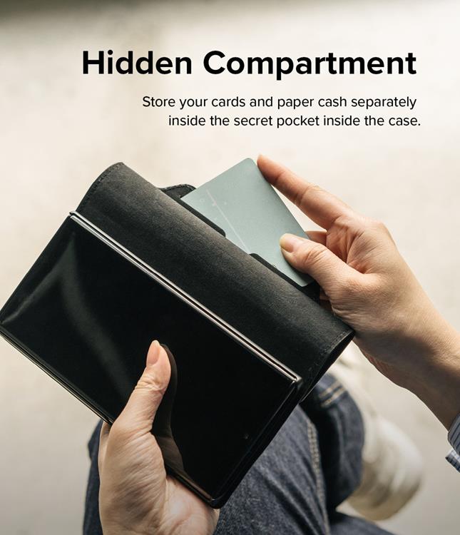 OEM Ringke Folio Signature Flip Läder Fodral Galaxy S22 Plus - Svart