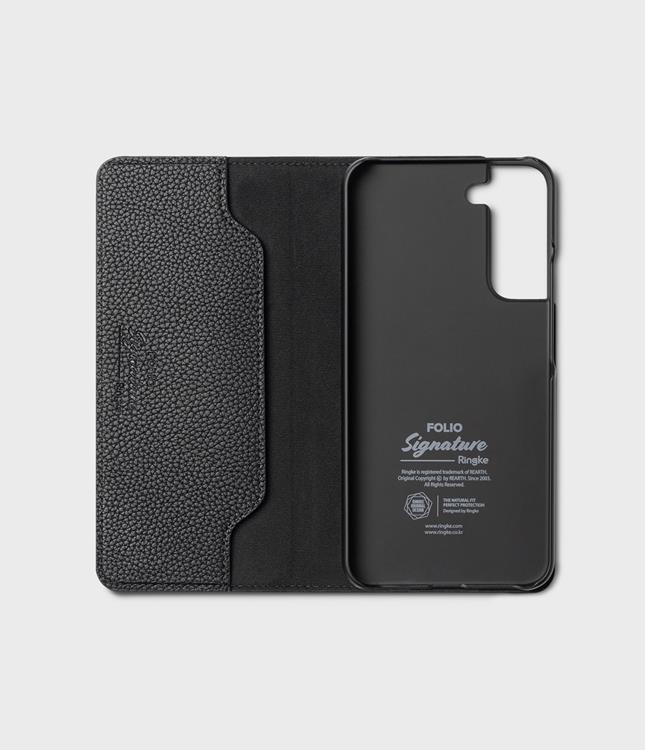 OEM Ringke Folio Signature Flip Läder Fodral Galaxy S22 Plus - Svart