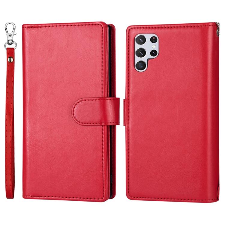 OEM 2-i-1 Plånboksfodral med 9 Kortplatser Galaxy S22 Plus 5G - Röd