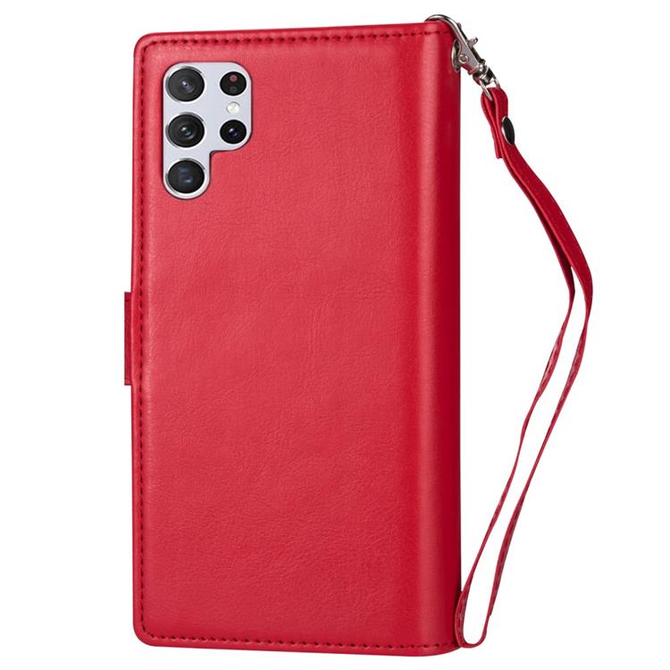 OEM 2-i-1 Plånboksfodral med 9 Kortplatser Galaxy S22 Plus 5G - Röd