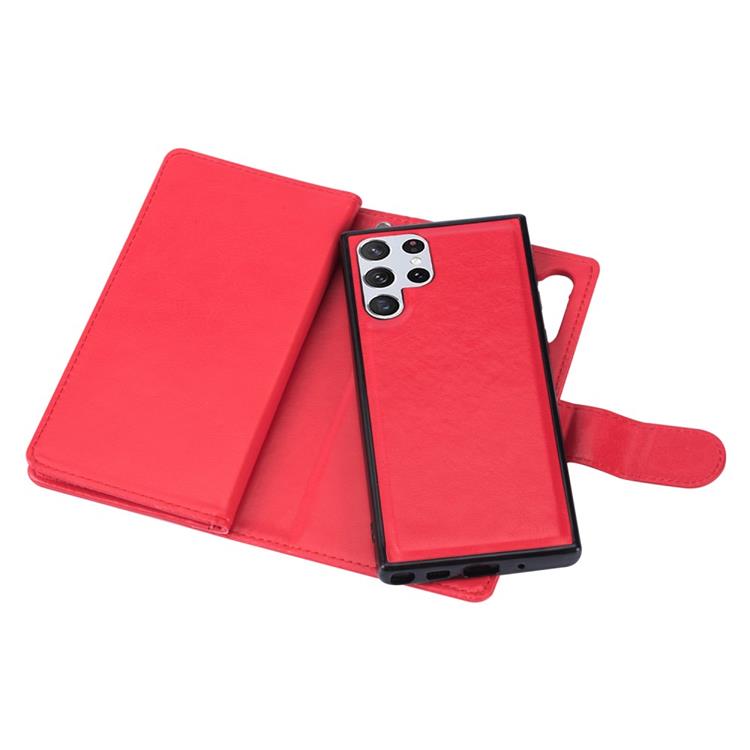OEM 2-i-1 Plånboksfodral med 9 Kortplatser Galaxy S22 Plus 5G - Röd