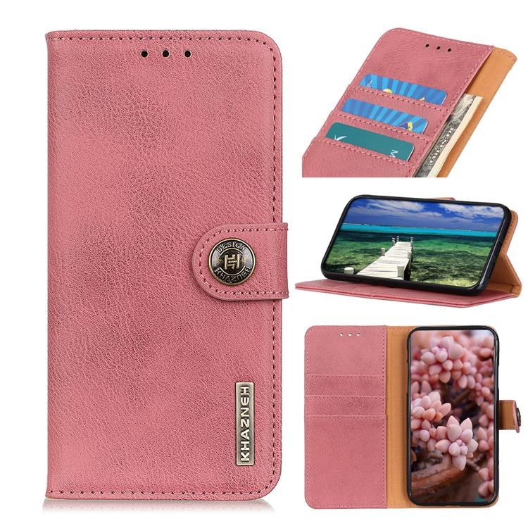 KHAZNEH KHAZNEH Textured PU Läder Plånboksfodral Xiaomi 12 Pro - Rosa