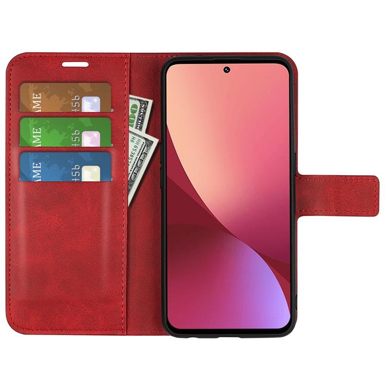 OEM Magnetic Clasp Plånboksfodral Xiaomi 12 Pro - Röd