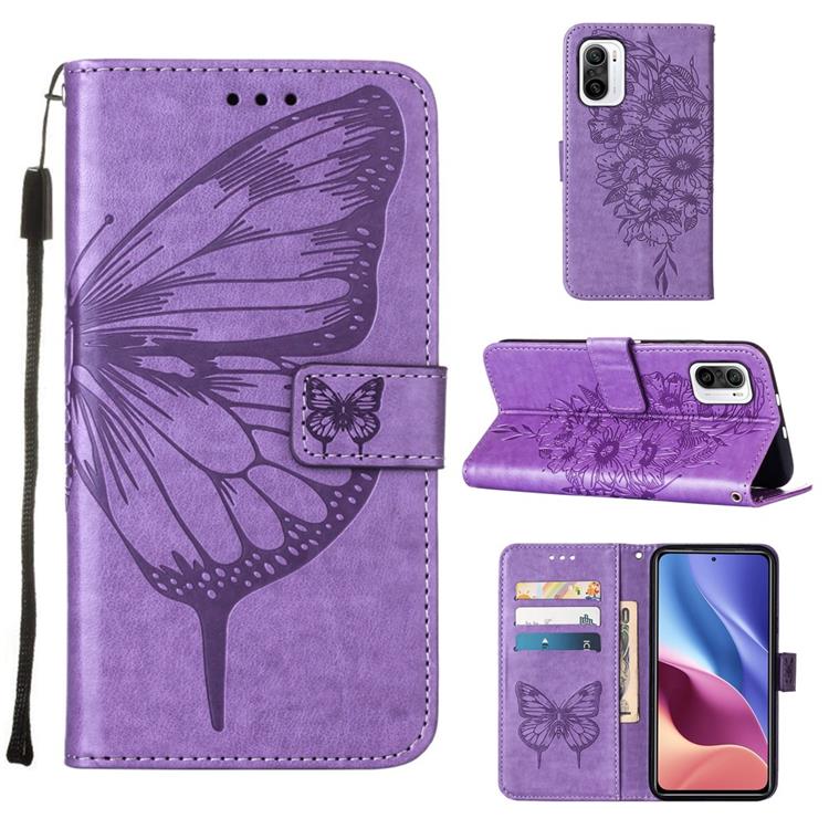 OEM Butterfly Flower Imprinted Plånboksfodral Xiaomi 12 Pro - Lila