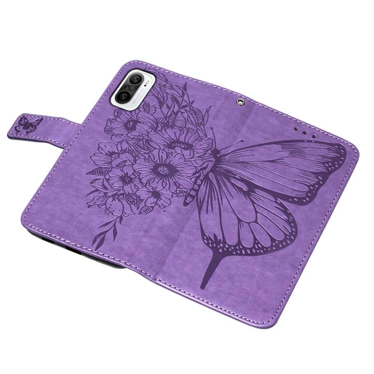 OEM Butterfly Flower Imprinted Plånboksfodral Xiaomi 12 Pro - Lila