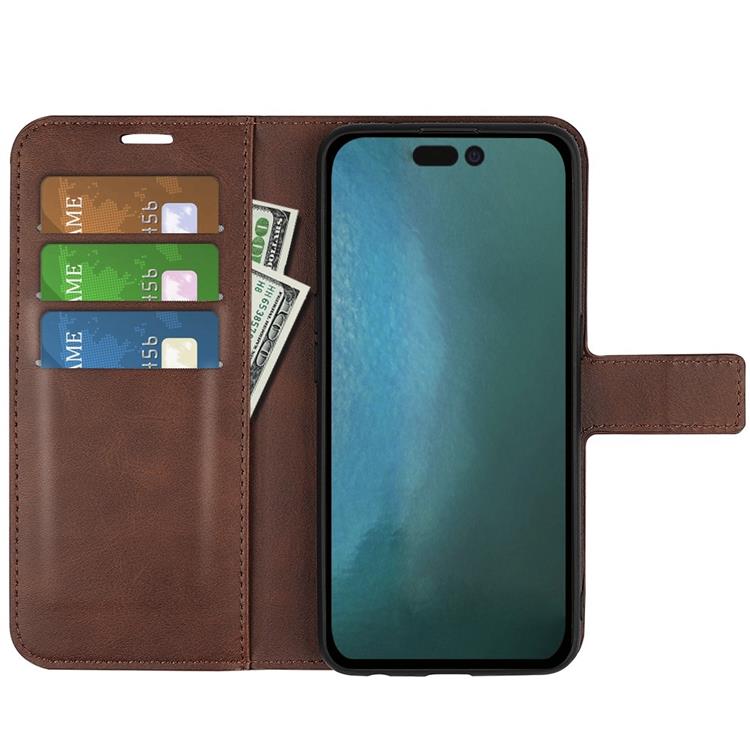 OEM Flip Folio iPhone 14 Pro Max Plånboksfodral - Mörkbrun