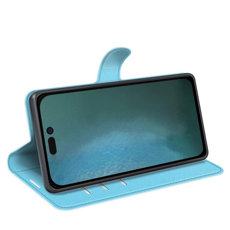 OEM Litchi Flip iPhone 14 Plus Plånboksfodral - Blå